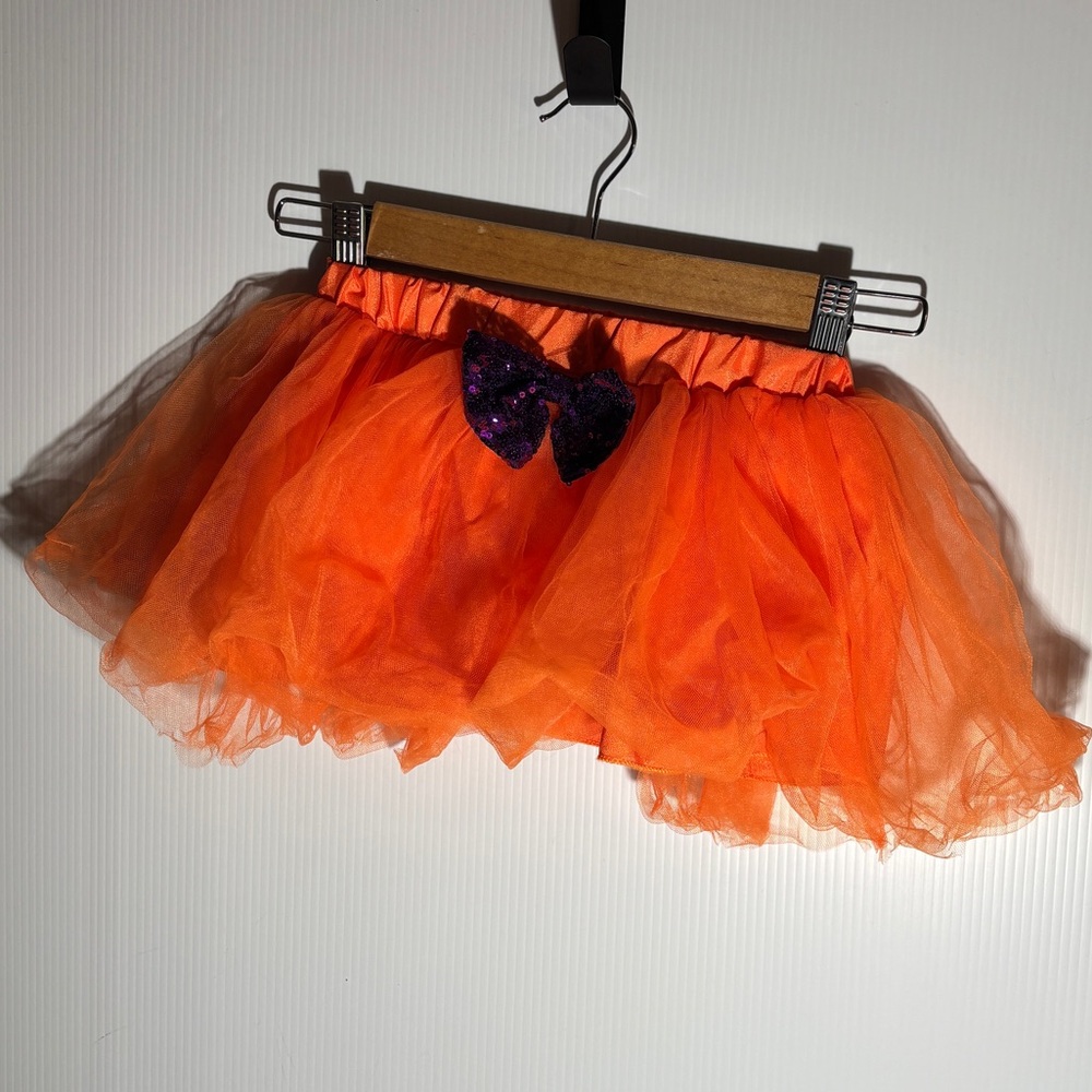 Orange Tulle Skirt with Purple Bow